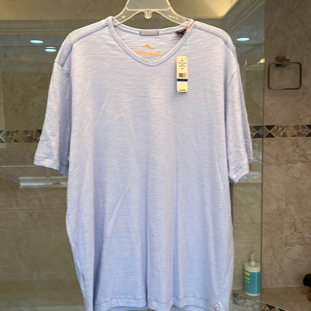 Tommy Bahama 100% Pima cotton shirt, size XL. New with tags light blue.